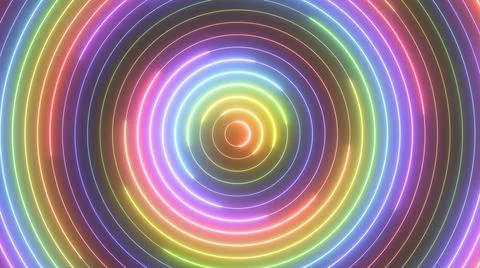 Rainbow Neon Saber Circle Ring Halo Waves Rotate Laser Lights Flash Stock Illustration