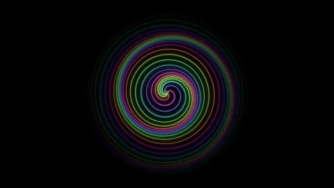 Rainbow neon spiral rotating on black background abstract light trails dyna.. Stock Footage 345730965