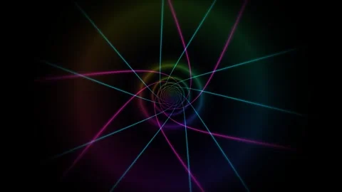 Rainbow Neon Tunnel Background Seamless Loop Stock Footage 341601442