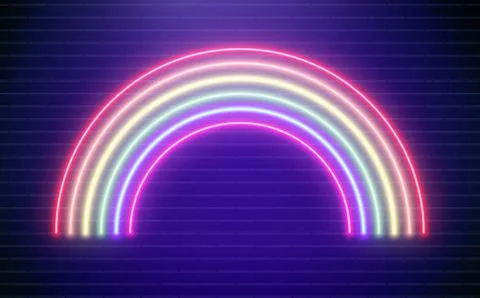 Rainbow neon vector illustration. Bright vector pride background. Colorful Stock Illustration
