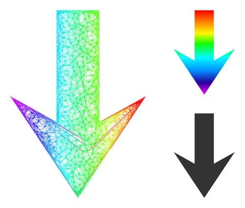 Rainbow Net Gradient Arrow Down Icon Stock Illustration
