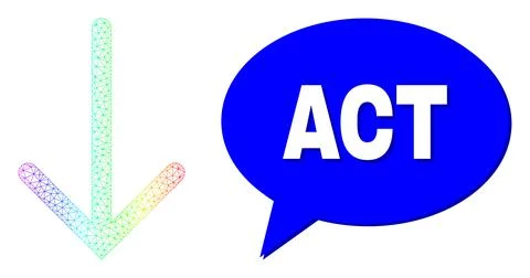Rainbow Net Gradient Arrow Down Icon and Act Speech Balloon with Shadow Ilustración de archivo