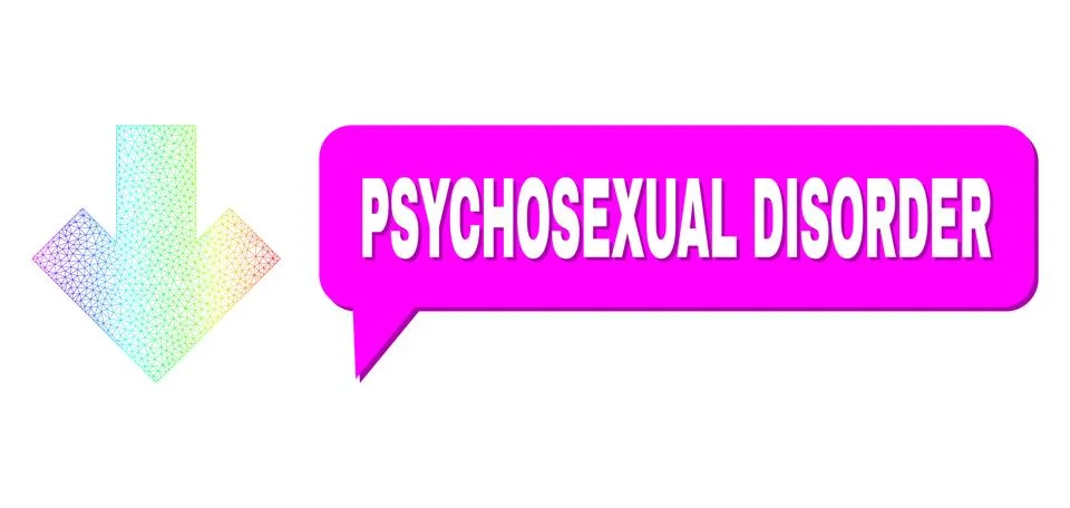 Rainbow Net Gradient Arrow Down Icon and Psychosexual Disorder Message Balloon Stock Illustration