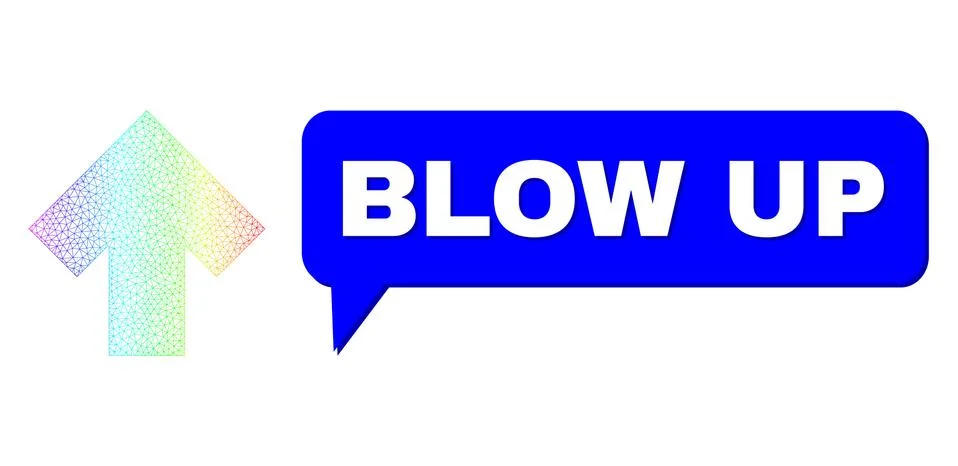 Rainbow Net Gradient Arrow Up Icon and Blow Up Conversation Cloud with Shadow Illustrazione stock