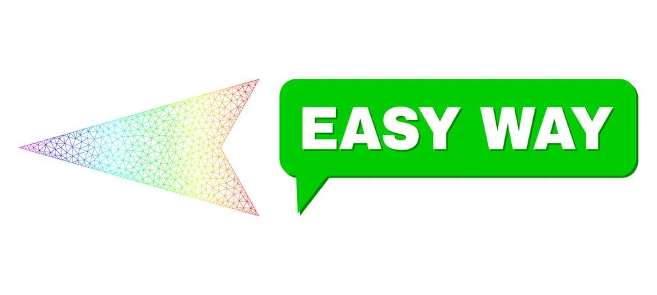 Rainbow Net Gradient Arrowhead Left Icon and Easy Way Conversation Bubble with 스톡 일러스트