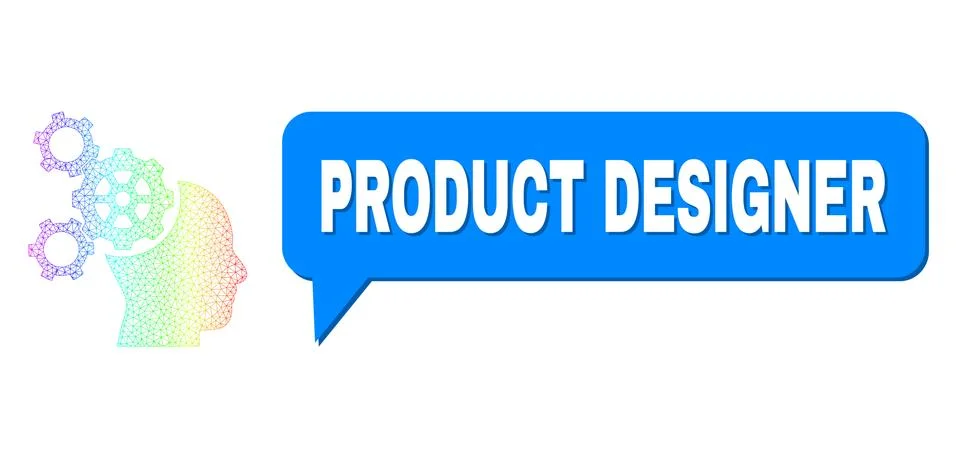 Rainbow Net Gradient Brain Mechanics Icon and Product Designer Chat Bubble with Stock Illustration