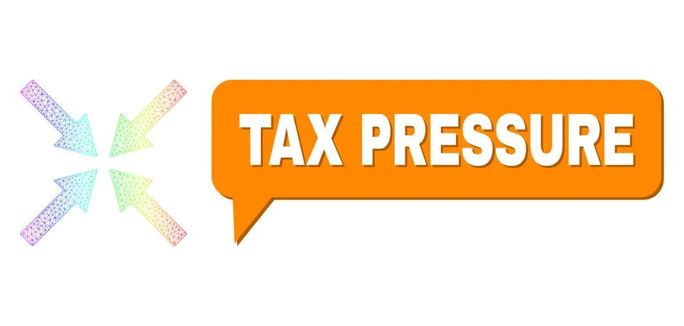 Rainbow Net Gradient Center Arrows Icon and Tax Pressure Speech Frame with 스톡 일러스트