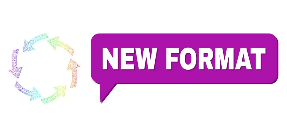 Rainbow Net Gradient Circulation Icon and New Format Chat Cloud with Shadow 스톡 일러스트