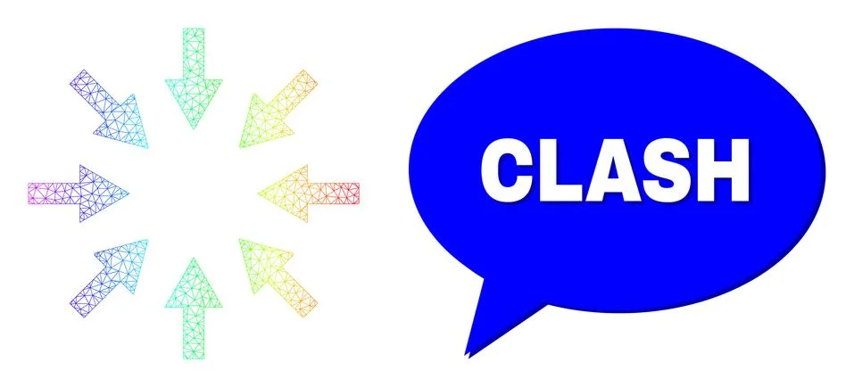 Rainbow Net Gradient Compact Arrows Icon and Clash Conversation Cloud with イラスト素材