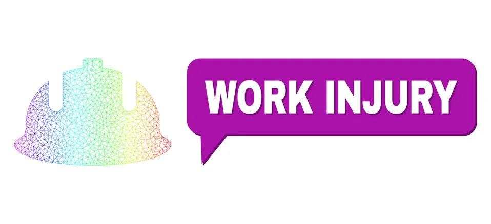 Rainbow Net Gradient Construction Helmet Icon and Work Injury Chat Frame with イラスト素材