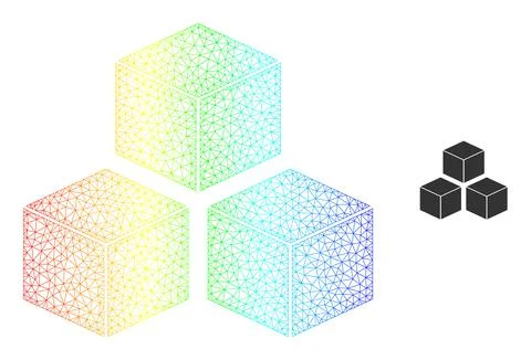 Rainbow Net Gradient Cubes Icon Ilustração Stock