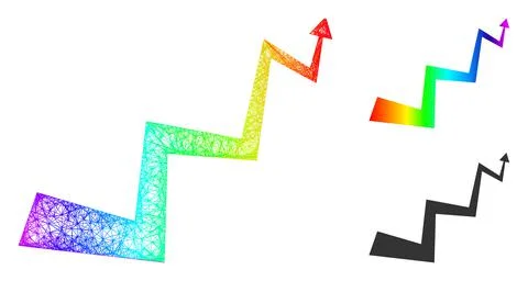 Rainbow Net Gradient Curve Arrow Icon 스톡 일러스트