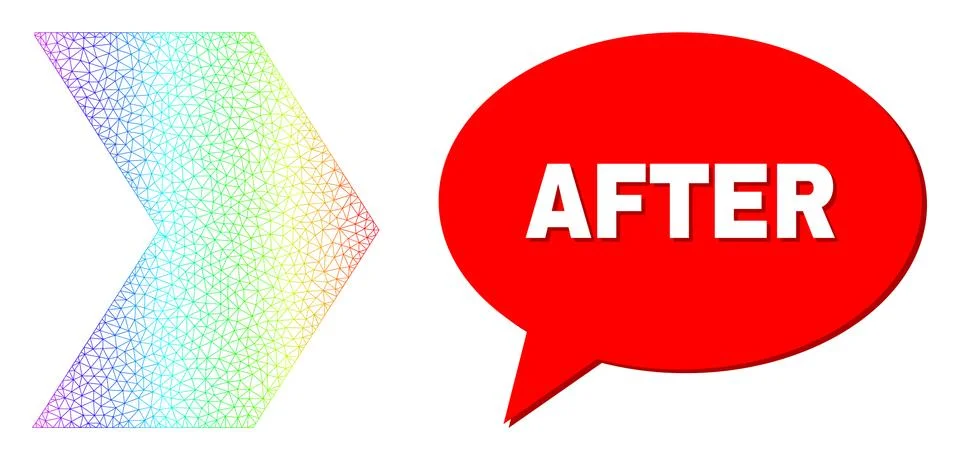 Rainbow Net Gradient Direction Right Icon and After Speech Balloon with Shadow Stock Illustration