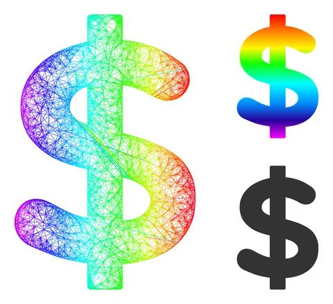 Rainbow Net Gradient Dollar Icon 스톡 일러스트