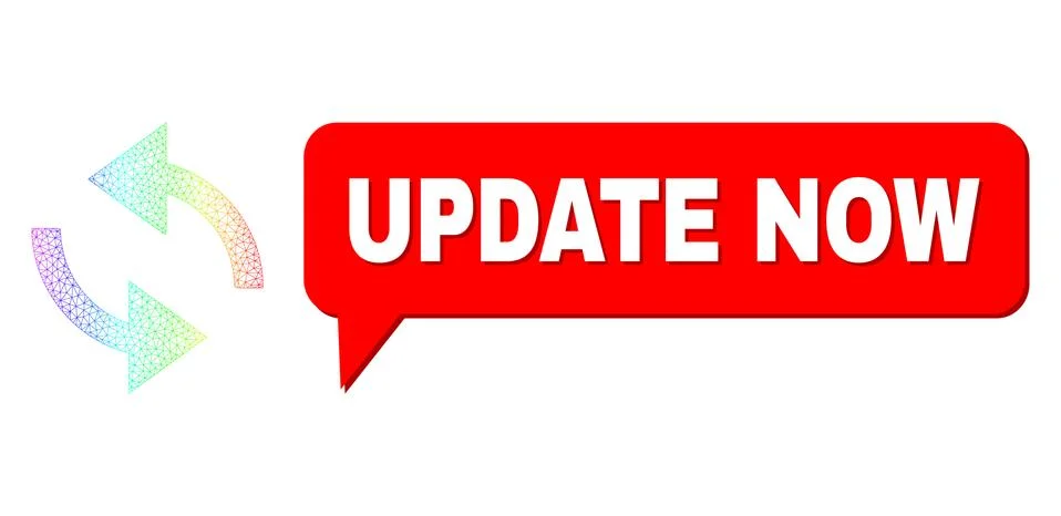 Rainbow Net Gradient Exchange Arrows Icon and Update Now Speech Balloon with Illustrazione stock