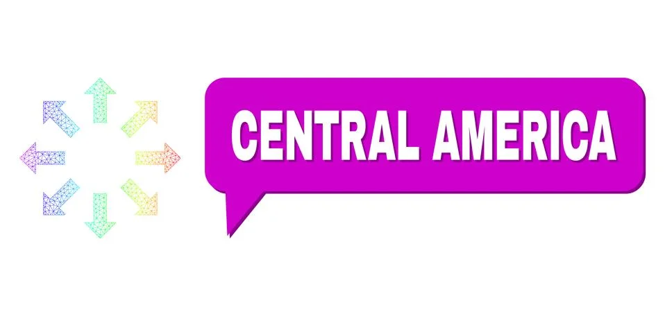 Rainbow Net Gradient Expand Arrows Icon and Central America Chat Bubble with 스톡 일러스트