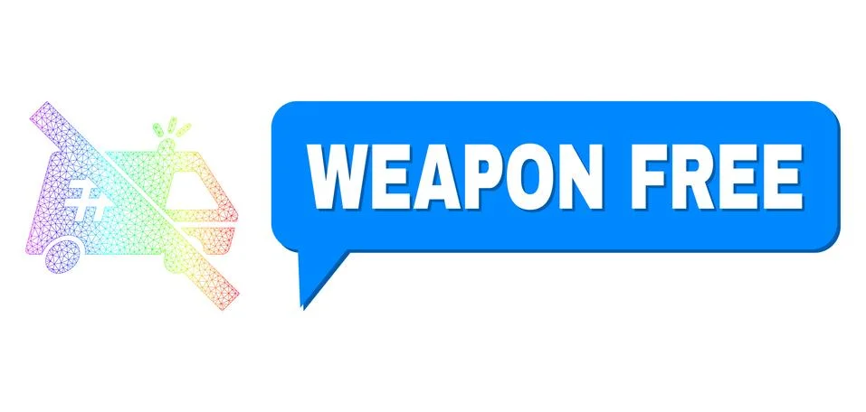 Rainbow Net Gradient Forbidden Jail Car Icon and Weapon Free Speech Balloon with Ilustración de archivo