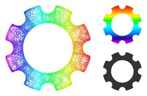 Rainbow Net Gradient Gear Icon 스톡 일러스트