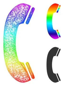 Rainbow Net Gradient Phone Receiver Icon 스톡 일러스트