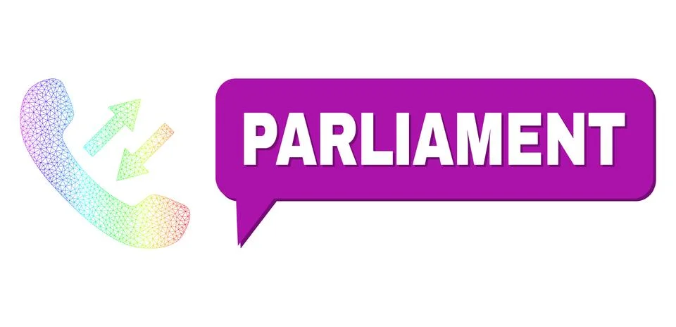 Rainbow Net Gradient Phone Talking Icon and Parliament Speech Bubble with Shadow Stock Illustration
