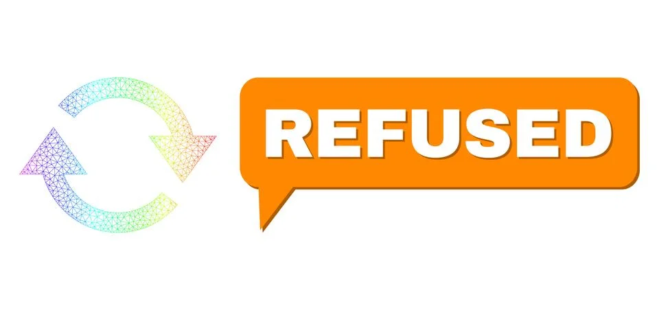 Rainbow Net Gradient Refresh Icon and Refused Chat Bubble with Shadow Stock Illustration