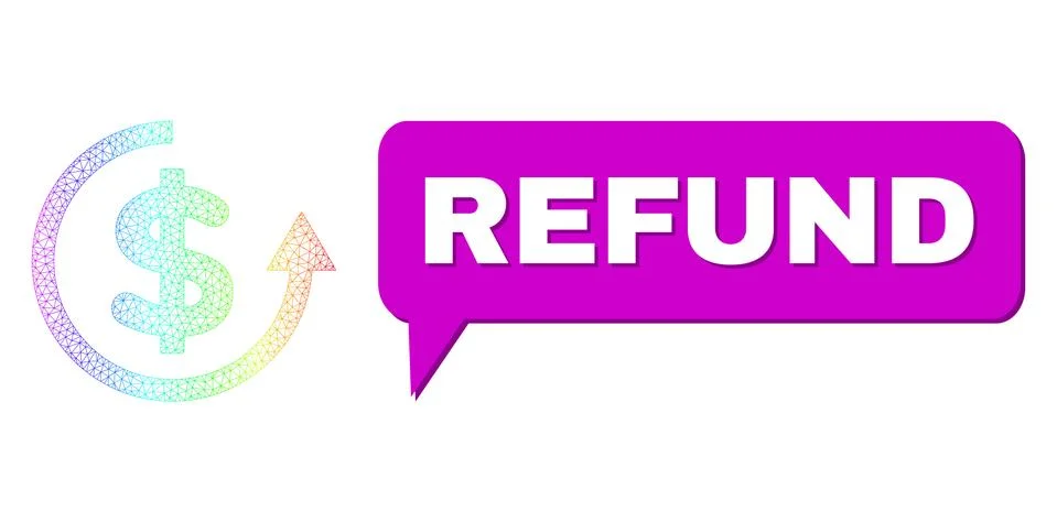 Rainbow Net Gradient Refund Icon and Refund Chat Balloon with Shadow Stock Illustration