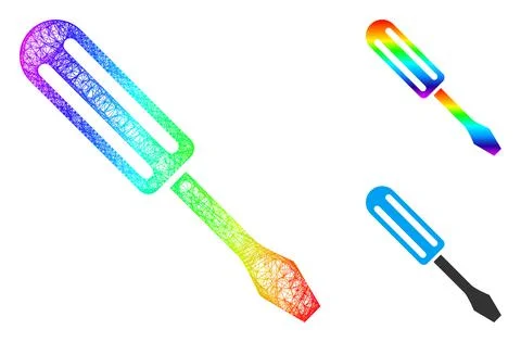 Rainbow Net Gradient Screwdriver Icon Stock Illustration