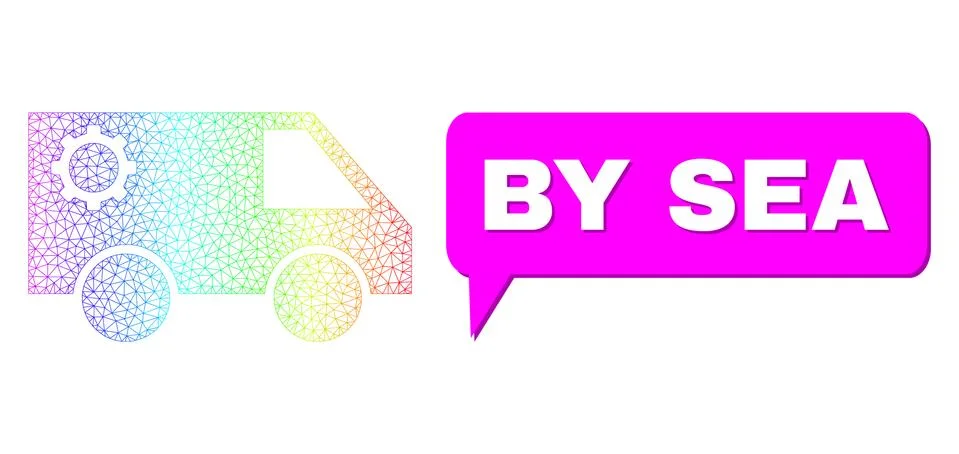 Rainbow Net Gradient Service Car Icon and By Sea Conversation Bubble with Shadow Stockillustratie