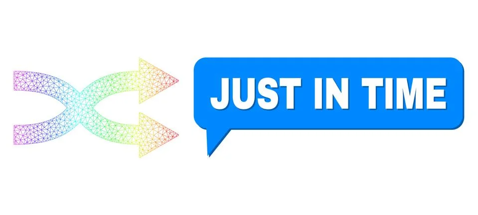 Rainbow Net Gradient Shuffle Arrows Right Icon and Just in Time Chat Cloud with Stock Illustration