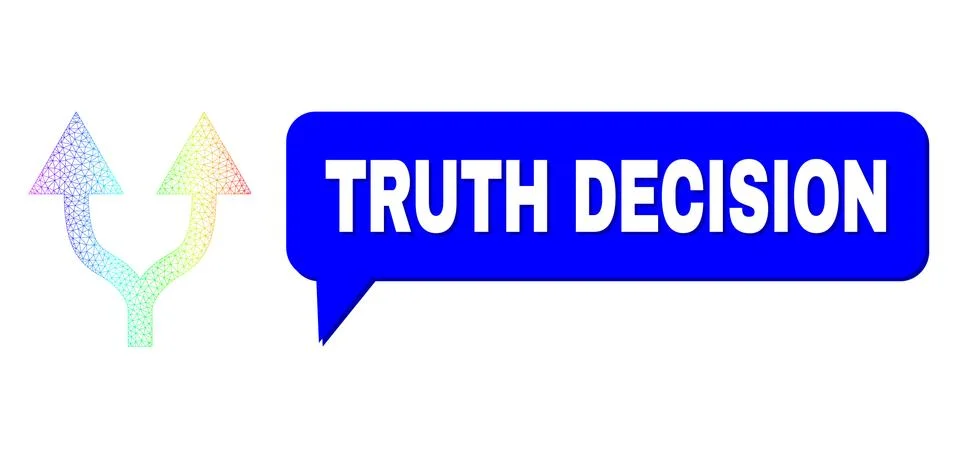 Rainbow Net Gradient Split Arrows Up Icon and Truth Decision Message Bubble with イラスト素材