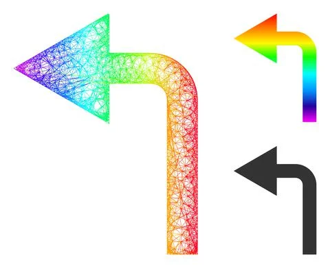 Rainbow Net Gradient Turn Left Icon 스톡 일러스트