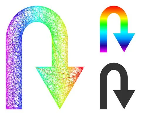 Rainbow Net Gradient U Turn Icon Stock Illustration