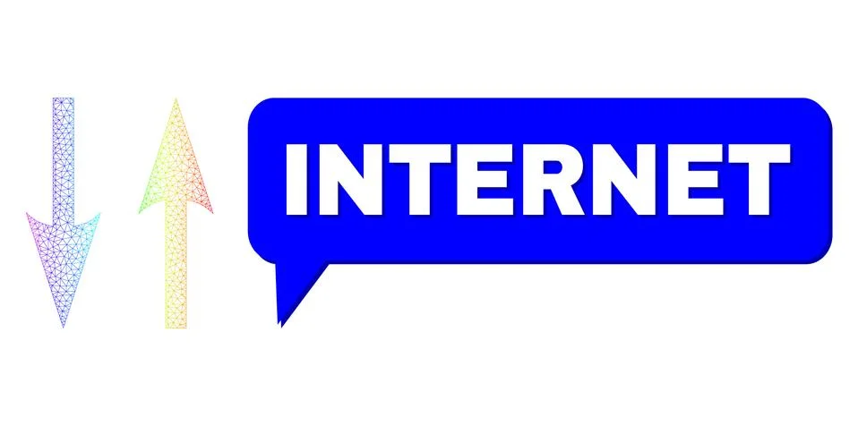 Rainbow Net Gradient Vertical Exchange Arrows Icon and Internet Message Bubble Stockillustratie
