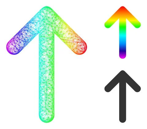 Rainbow Net Mesh Gradient Arrow Up Icon 스톡 일러스트