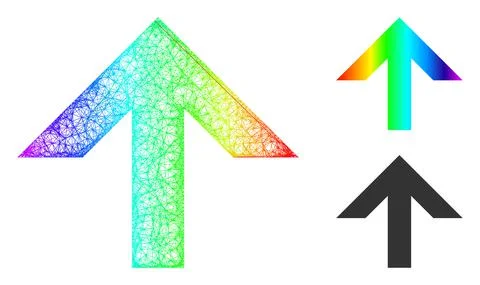 Rainbow Net Mesh Gradient Arrow Up Icon 스톡 일러스트