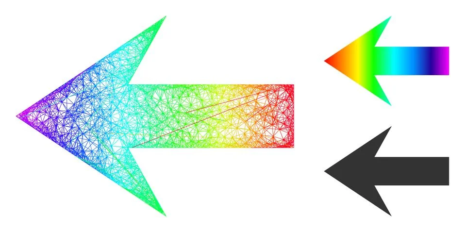 Rainbow Net Mesh Gradient Arrow Left Icon 스톡 일러스트