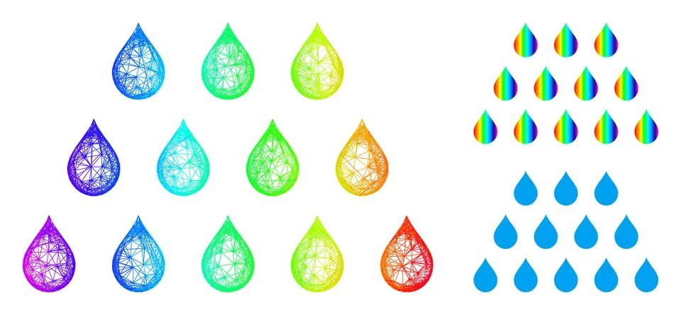Rainbow Net Mesh Gradient Drops Icon 스톡 일러스트