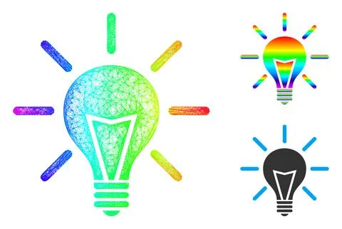 Rainbow Net Mesh Gradient Electric Light Icon Stock Illustration