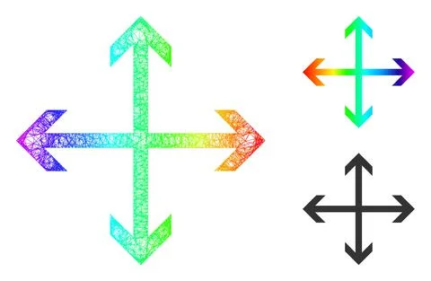 Rainbow Net Mesh Gradient Expand Arrows Icon 스톡 일러스트
