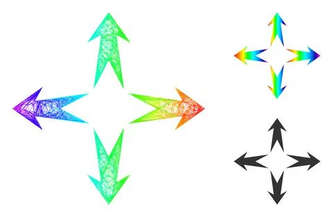 Rainbow Net Mesh Gradient Expand Arrows Icon Stock Illustration