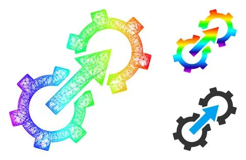 Rainbow Net Mesh Gradient Gear Integration Icon Stock-Illustration