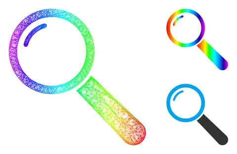 Rainbow Net Mesh Gradient Magnifier Icon 스톡 일러스트