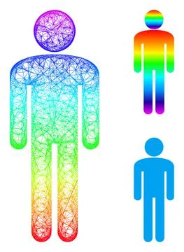 Rainbow Net Mesh Gradient Man Icon 스톡 일러스트