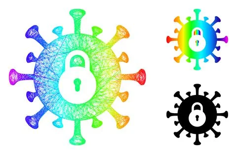 Rainbow Net Mesh Gradient Outbreak Lockdown Icon Stock Illustration