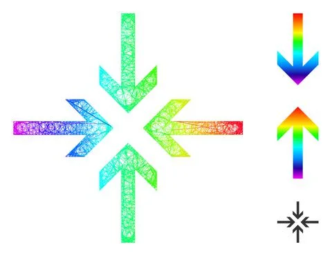 Rainbow Net Mesh Gradient Reduce Arrows Icon 스톡 일러스트