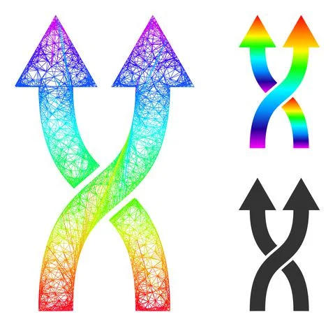 Rainbow Net Mesh Gradient Shuffle Arrows Up Icon 스톡 일러스트
