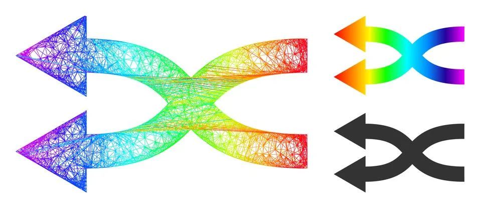 Rainbow Net Mesh Gradient Shuffle Arrows Left Icon 스톡 일러스트