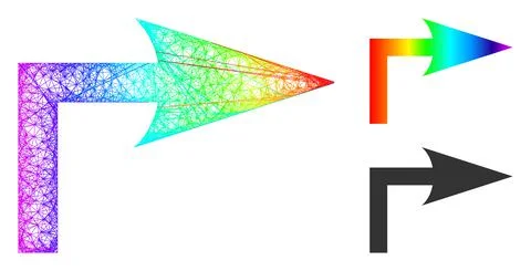 Rainbow Net Mesh Gradient Turn Right Icon 스톡 일러스트