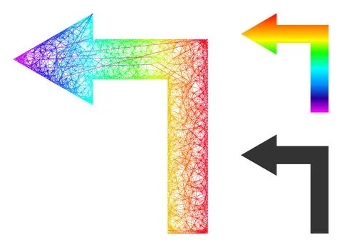 Rainbow Net Mesh Gradient Turn Left Icon 스톡 일러스트