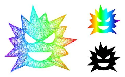 Rainbow Net Mesh Gradient Virus Cell Icon 스톡 일러스트